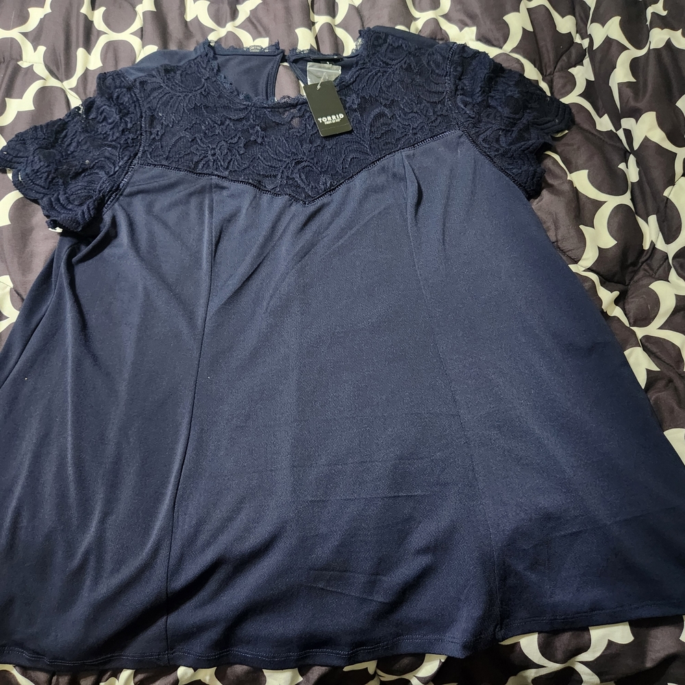Torrid Blue Boxy Short Sleeve Blouse